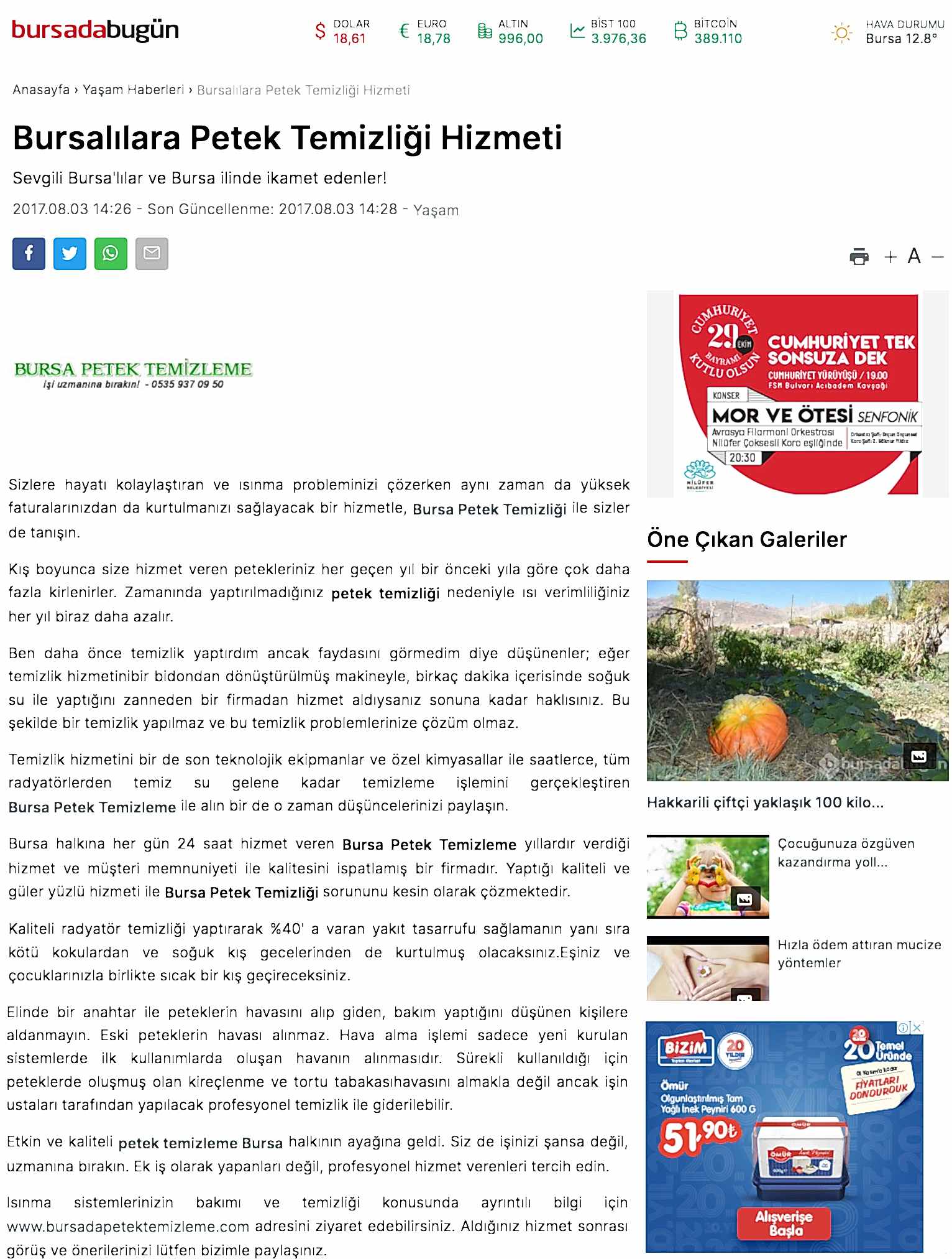 bursa petek temizleme, bursada bugün haber